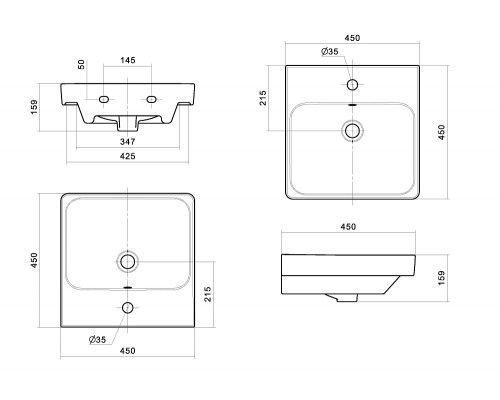 1A2516K0SD010 Набор: 1A251601SD010 Тумба-умывальник Сканди 45 Белый/1WH501630 Раковина Адриана 45 1A2516K0SD010