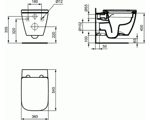 T468301 Ideal Standard i.life B Сиденье и крышка, с функцией плавного закрытия, дюропласт, металлические шарниры, легкосъемное T468301