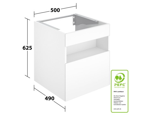 32864970100 STAGELINE Тумба под умывальник 800x550x490mm,1 ящик,oтверстие под смеситель слева,с освещением,pозеткa и USB,пластиковый сифон,цв.vulkanit 32864970100