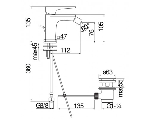 SE124119/1BM Seven смеситель для биде, матовый черный SE124119/1BM