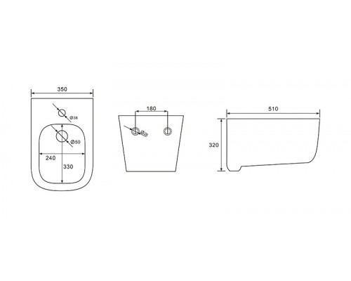 AQ1002-00 ЛУГАНО Биде подвесное 510350320 AQ1002-00