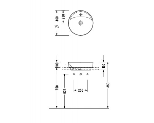 2058TXS110H MINIMAL круглая раковина для установки на столешницу 46х46 см, Serel 2058TXS110H
