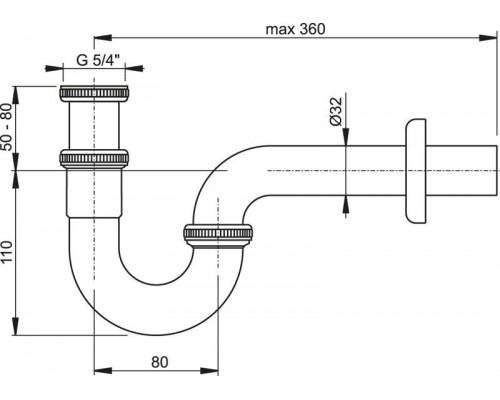 Сифон для умывальника U-образный хром X01436