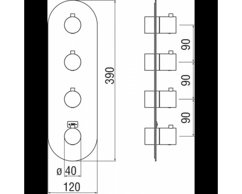 WE00103/TWM LIVE термостатический смеситель для душа 3 выхода (внешняя часть), матовый белый WE00103/TWM