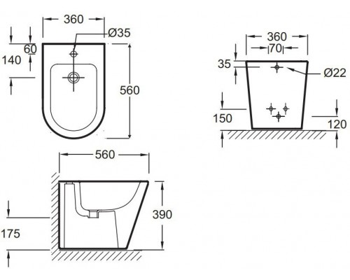 EBJ0002-00 RODIN Напольное биде EBJ0002-00