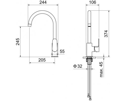 AQ1282CR ОБЕРОН смеситель для кухни AQ1282CR