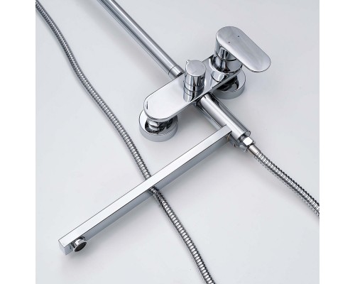 AQ2840CR НИКА душевая система (смеситель для ванны) 3 jet 300х193 мм с длинным изливом AQ2840CR