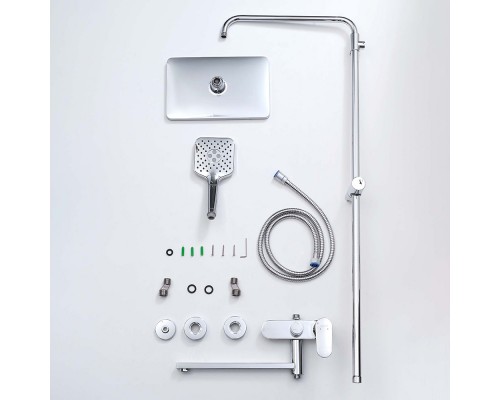 AQ2840CR НИКА душевая система (смеситель для ванны) 3 jet 300х193 мм с длинным изливом AQ2840CR