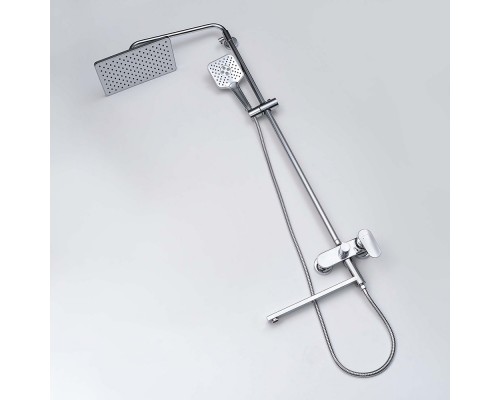 AQ2840CR НИКА душевая система (смеситель для ванны) 3 jet 300х193 мм с длинным изливом AQ2840CR