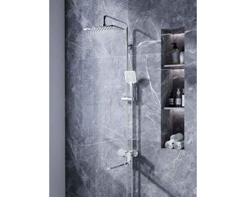 AQ2840CR НИКА душевая система (смеситель для ванны) 3 jet 300х193 мм с длинным изливом AQ2840CR