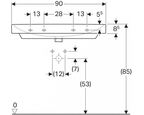 500.251.01.1 Smyle Square Раковина 90х48 см, с отв. под смеситель, с отв. перелива 500.251.01.1