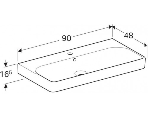 500.251.01.1 Smyle Square Раковина 90х48 см, с отв. под смеситель, с отв. перелива 500.251.01.1