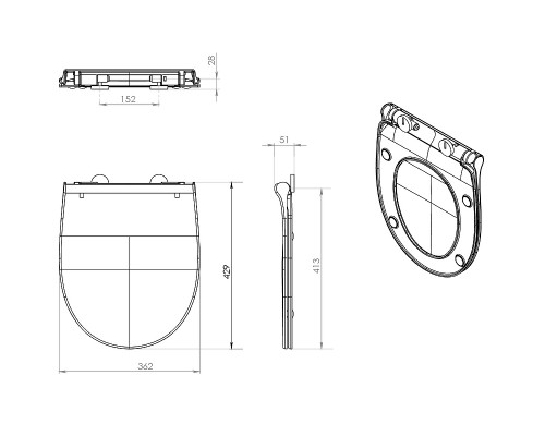 801392002 Victoria лакированная крышка soft close для унитаза тонкое, быстрое снятие, стальные петли 801392002