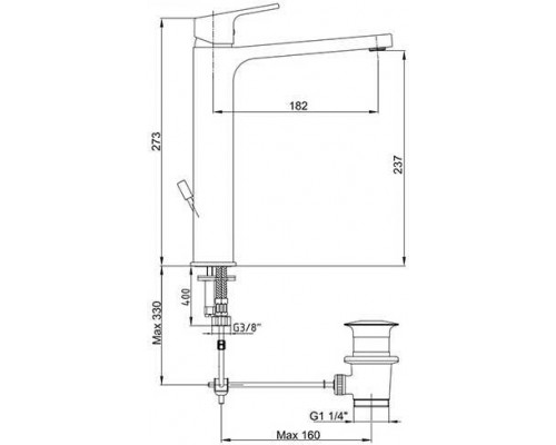 102188014EX TIERA смеситель для раковины 237 102188014EX
