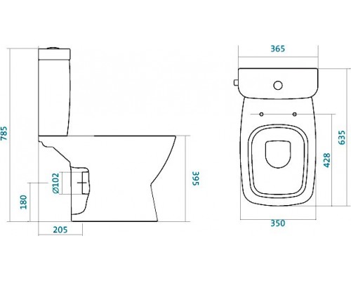 1.WH30.2.187 НЕО Унитаз-компакт, дюро, гориз.выпуск, 2 реж., дюропласт 1.WH30.2.187