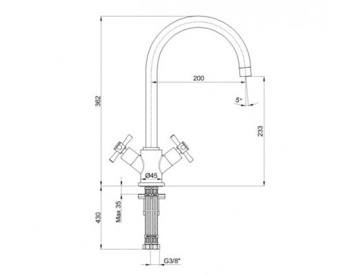 102808488EX QUADRILLE смеситель для кухни, золото 102808488EX