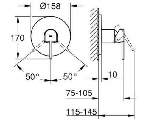 24059003 Plus Смеситель однорычажный для душа, круглая розетка, хром 24059003