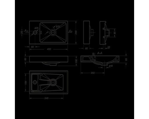 FEST 40 Умывальник (WB.FN/Fest/40-C/WHT.G/S1) WB.FN/Fest/40-C/WHT.G/S1