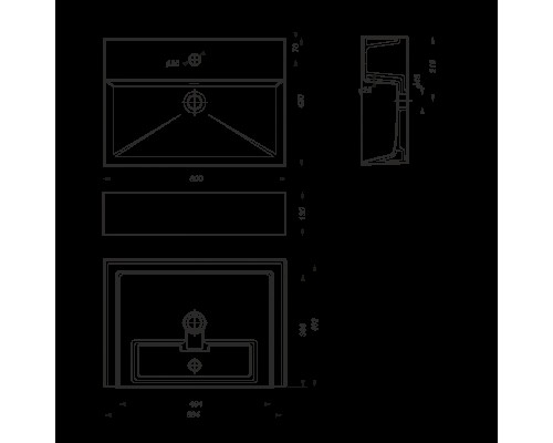 NOVEL 60 Умывальник (WB.FN/Novel/60-C/WHT.G/S1) WB.FN/Novel/60-C/WHT.G/S1