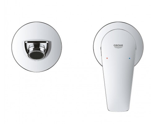 20474001 BauEdge 2020 Смеситель для раковины, на 2 отверстия, настенный монтаж, хром (замена 20474000) 20474001