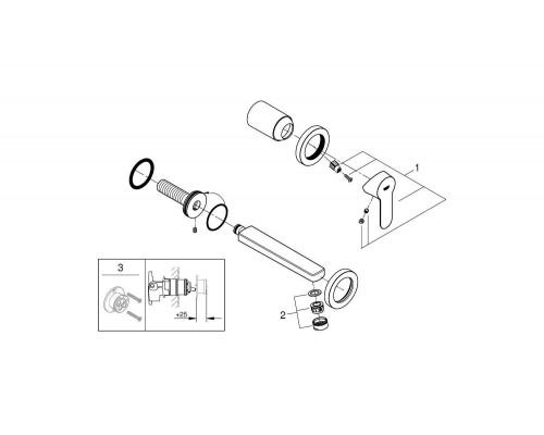 20474001 BauEdge 2020 Смеситель для раковины, на 2 отверстия, настенный монтаж, хром (замена 20474000) 20474001