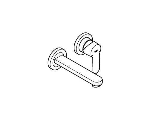 20474001 BauEdge 2020 Смеситель для раковины, на 2 отверстия, настенный монтаж, хром (замена 20474000) 20474001