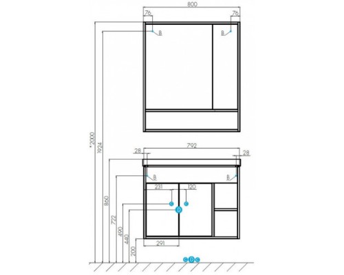 1A2374K0FAX10 Набор: 1A237401FAX10 Тумба-умывальник Флай 80 Бел Дуб КРАФТ/ 1WH302251 Раковина Миранда 80 1A2374K0FAX10