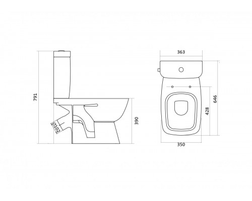 1.WH30.2.409 НЕО ЛАЙТ Унитаз-компакт,, 2-реж., дюро, метал крепление, soft-close 1.WH30.2.409