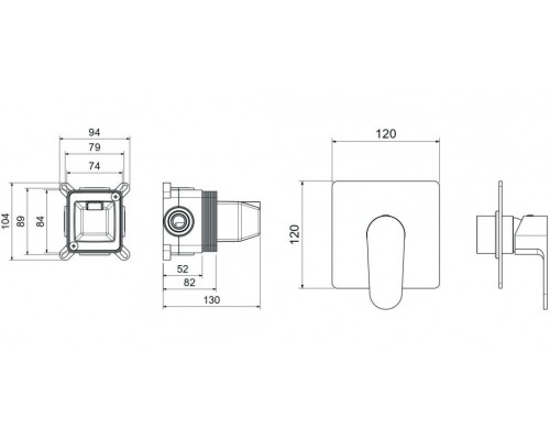 AQ1266CR ОБЕРОН смеситель для душа 1 режим (внешняя и скрытая часть) AQ1266CR