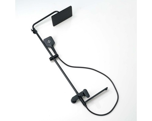 AQ2840MB НИКА душевая система (смеситель для ванны) 3 jet 300х193 мм с длинным изливом, матовый черный AQ2840MB