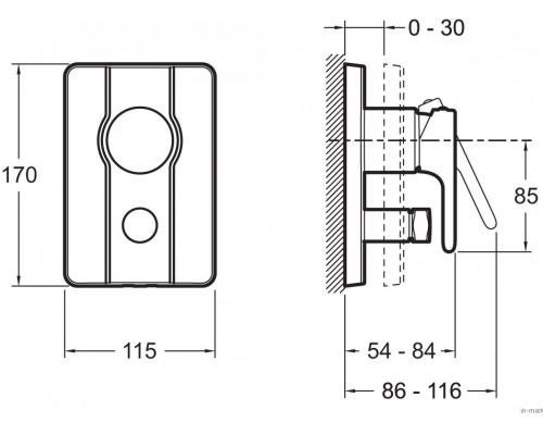 E98720-CP SINGULIER смеситель для ванны (внешняя часть) E98720-CP