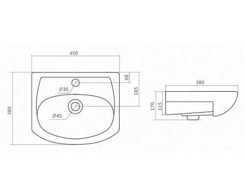 1A1044K1MR010 Набор: 1A104401MR010 Тумба-умывальник МИРА Н 45/ 1WH112449 Раковина Азов-45 1A1044K1MR010