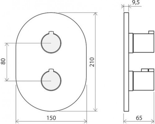 Cмеситель термостатический скрытого монтажа для R-box multi, 3 вывода CR 067.00 X070075