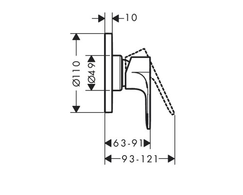 72659670S Set HG Rebris E смеситель для душа встройка (72659670+13620180), матовый черный 72659670S