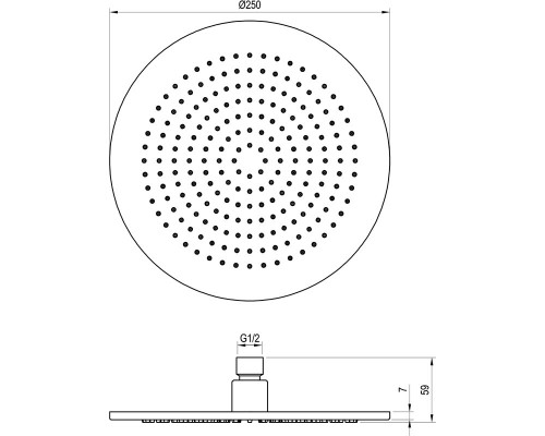 Насадка для душа круглая из латуни 250 мм 980.60RGB РОЗОВОЕ ЗОЛОТО X07P711