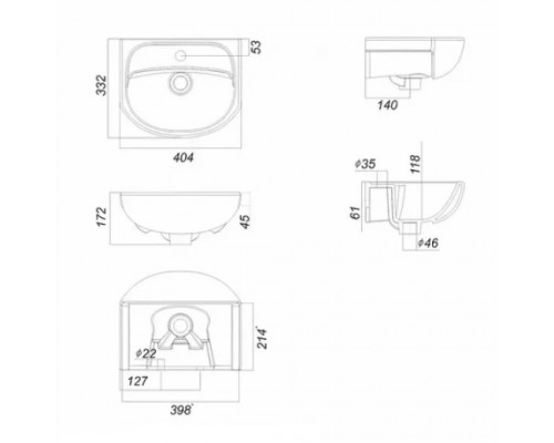 MANGO 40 см Умывальник (WB.FN/Mango/40-C/WHT.G/S1) WB.FN/Mango/40-C/WHT.G/S1