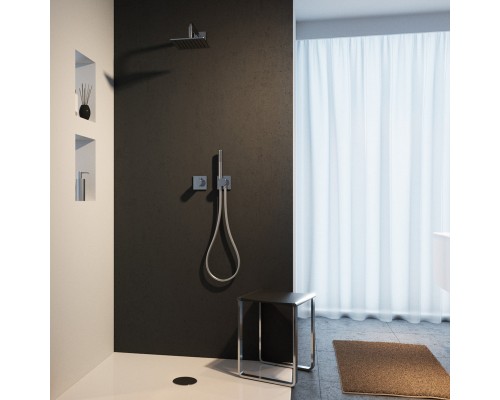 59602010002 IXMO Sets ДУШЕВОЙ KОМПЛЕКТ 8 Термостат на 2 потребителя+ручной душ+шланг 1250мм+настенный держатель для душа 450мм+верхний душ 250мм, хром 59602010002