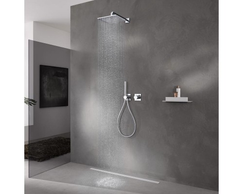 59602010002 IXMO Sets ДУШЕВОЙ KОМПЛЕКТ 8 Термостат на 2 потребителя+ручной душ+шланг 1250мм+настенный держатель для душа 450мм+верхний душ 250мм, хром 59602010002