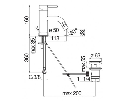 LV00119/1BM LIVE смеситель для биде, матовый черный LV00119/1BM