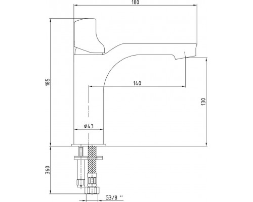 104408986EX MYRA смеситель для раковины 130 без донного клапана бежевый/хром 104408986EX