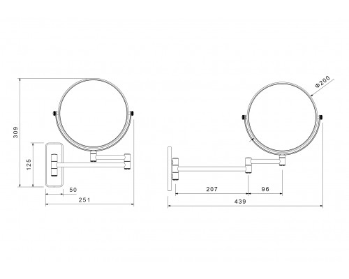 AQ4911BG зеркало косметическое настенное 5х, шлиф. золото AQ4911BG