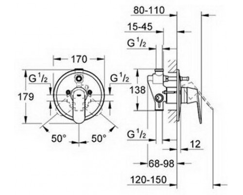 32879000 Eurosmart Cosmopolitan Смеситель для ванны (внешняя и встраиваемая части), хром 32879000