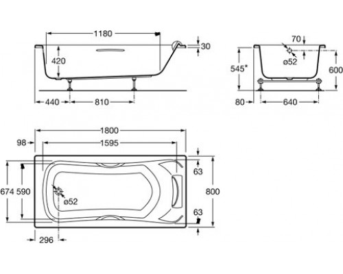 ZRU9302782 BECOOL акриловая ванна180х80 (монтажный комплект заказывается отдельно) ZRU9302782