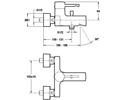 E45532-CP CUFF смеситель для ванны E45532-CP