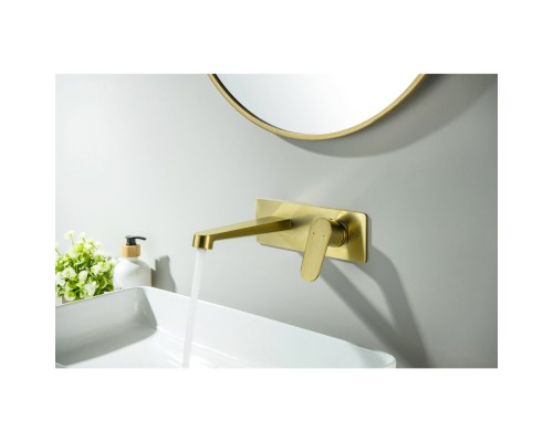 AQ1213BG ОБЕРОН смеситель для раковины настенный (внешняя и скрытая часть), шлиф. золото AQ1213BG