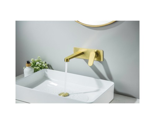 AQ1213BG ОБЕРОН смеситель для раковины настенный (внешняя и скрытая часть), шлиф. золото AQ1213BG
