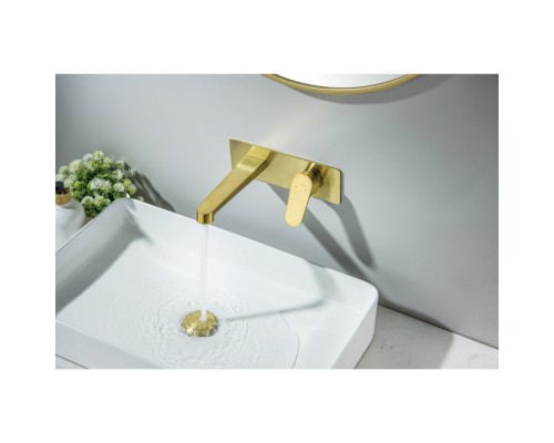 AQ1213BG ОБЕРОН смеситель для раковины настенный (внешняя и скрытая часть), шлиф. золото AQ1213BG