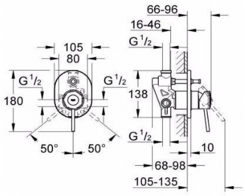 29047000 BauClassic Смеситель для ванны (внешняя и встраиваемая части), хром 29047000