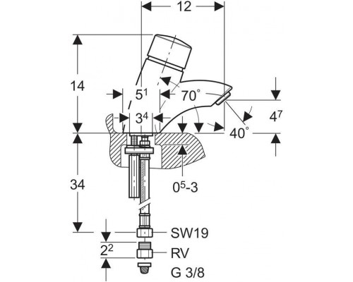 115.721.21.1 HyTouch26 нажимной порционный кран-смеситель (ДО ОКОНЧАНИЯ СКЛАДСКИХ ЗАПАСОВ) 115.721.21.1