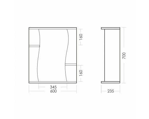 ЛИРА Зеркало 600х700х235, бел LRSAMR65018W1